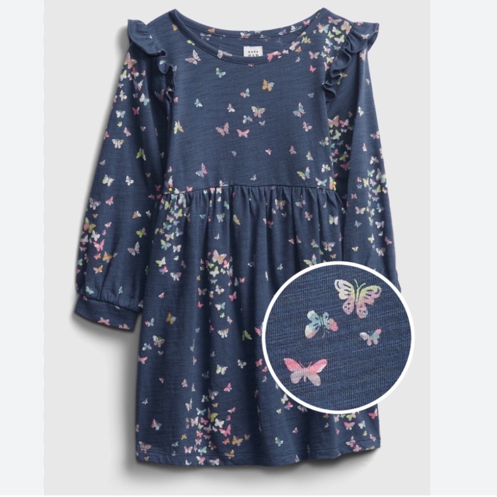 NWT Baby Gap Toddler Ruffle Print Dress In Butterflies